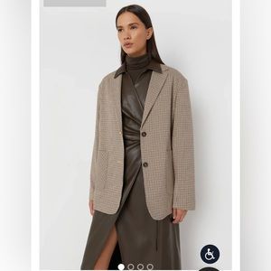 Oak and Fort brown houndstooth oversized blazer size M
